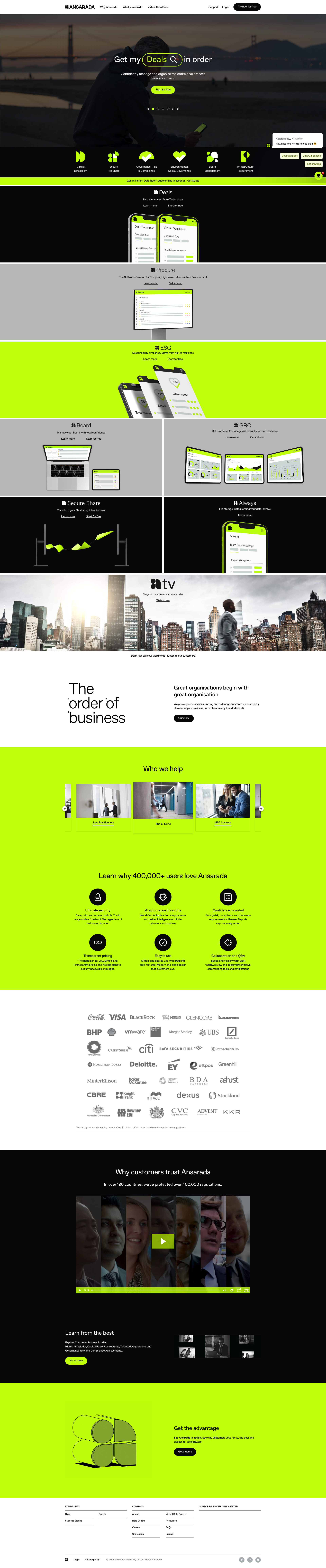 Screenshot of ansarada.com