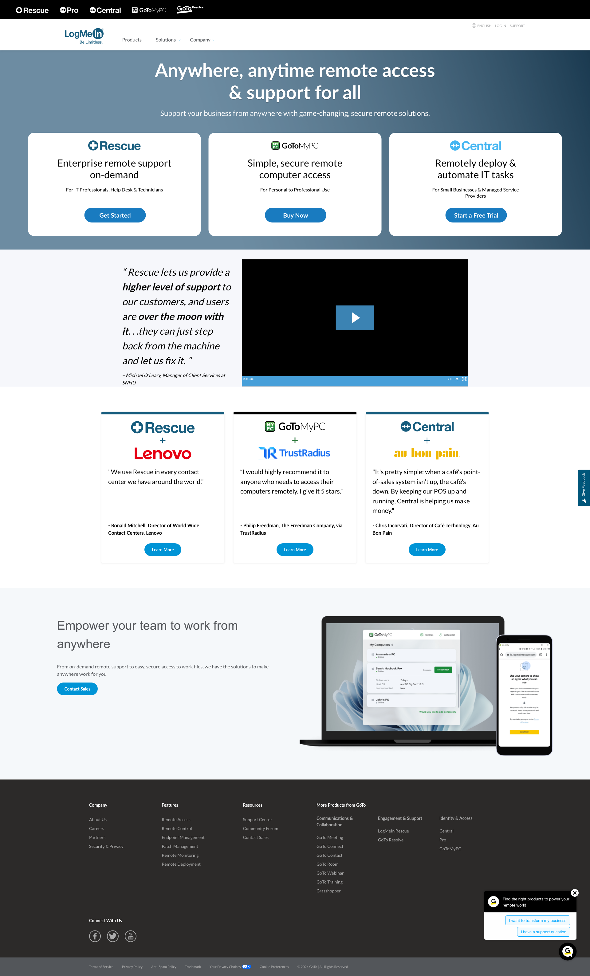 Screenshot of logmein.com